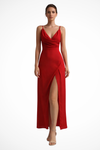 Women’s Wedding Guest Slit Dress with Draped Bodice | Maxi