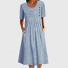 Women's Casual Button Detail Stripe A-Line Dress | Midi