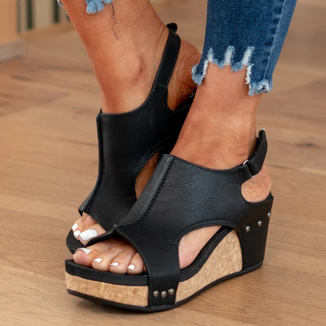 Women's Casual Ankle Strap Hook and Loop Wedge Sandals | Orthopedic