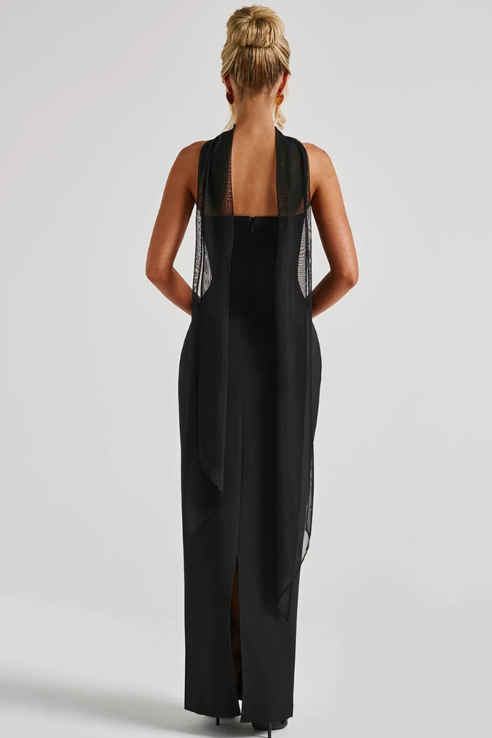 Women's Formal Strapless Bodycon Dress With Scarf | Maxi