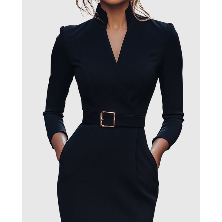 Women's V-Neck Work Dress | Midi