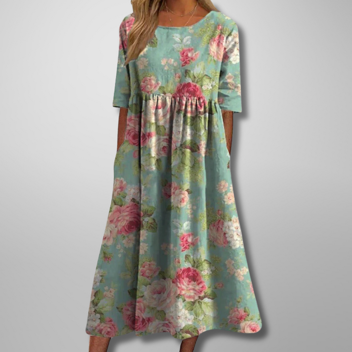 Women's Relaxed Fit Spring Floral Dress | Midi