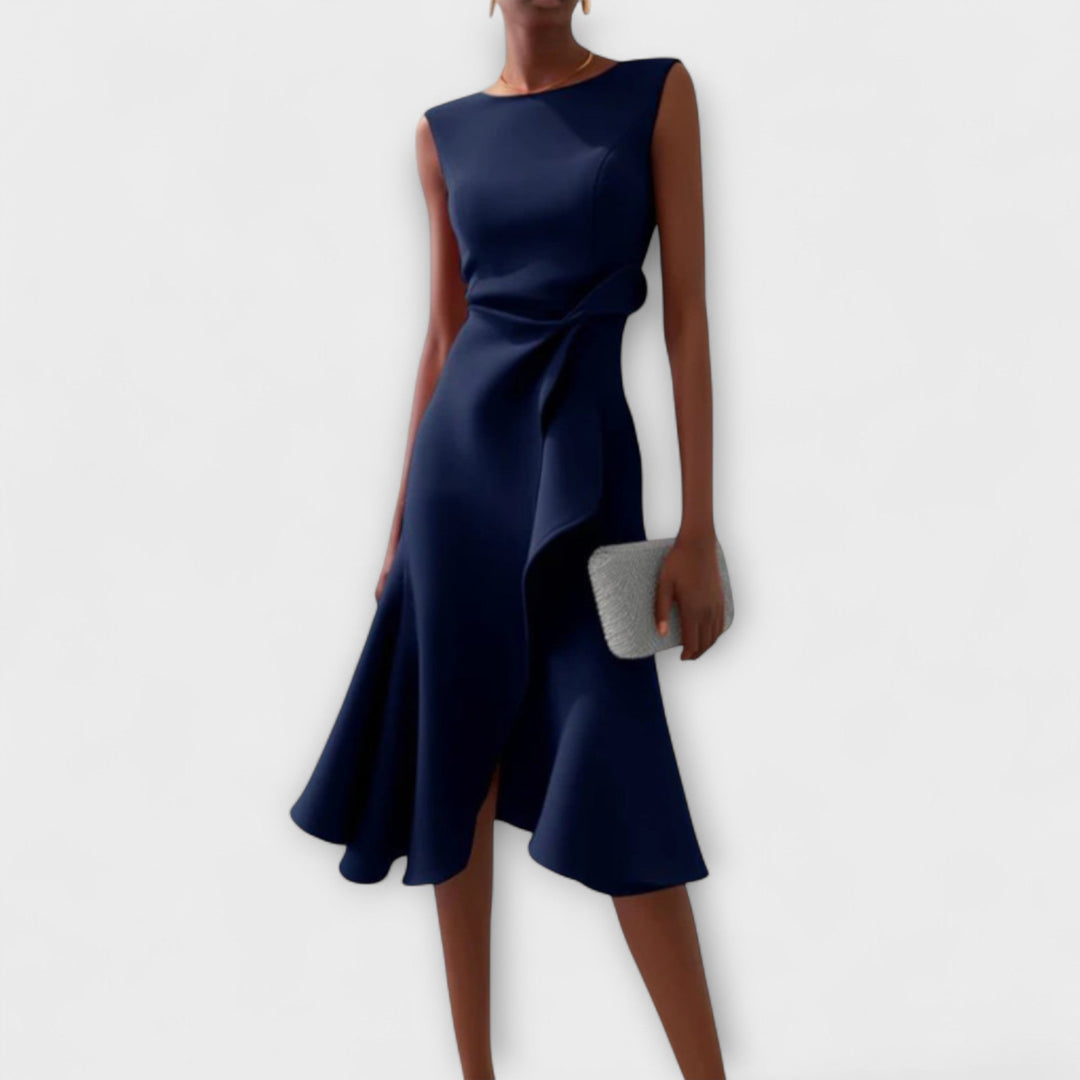 Women's Formal Draped Asymmetric Dress | Midi