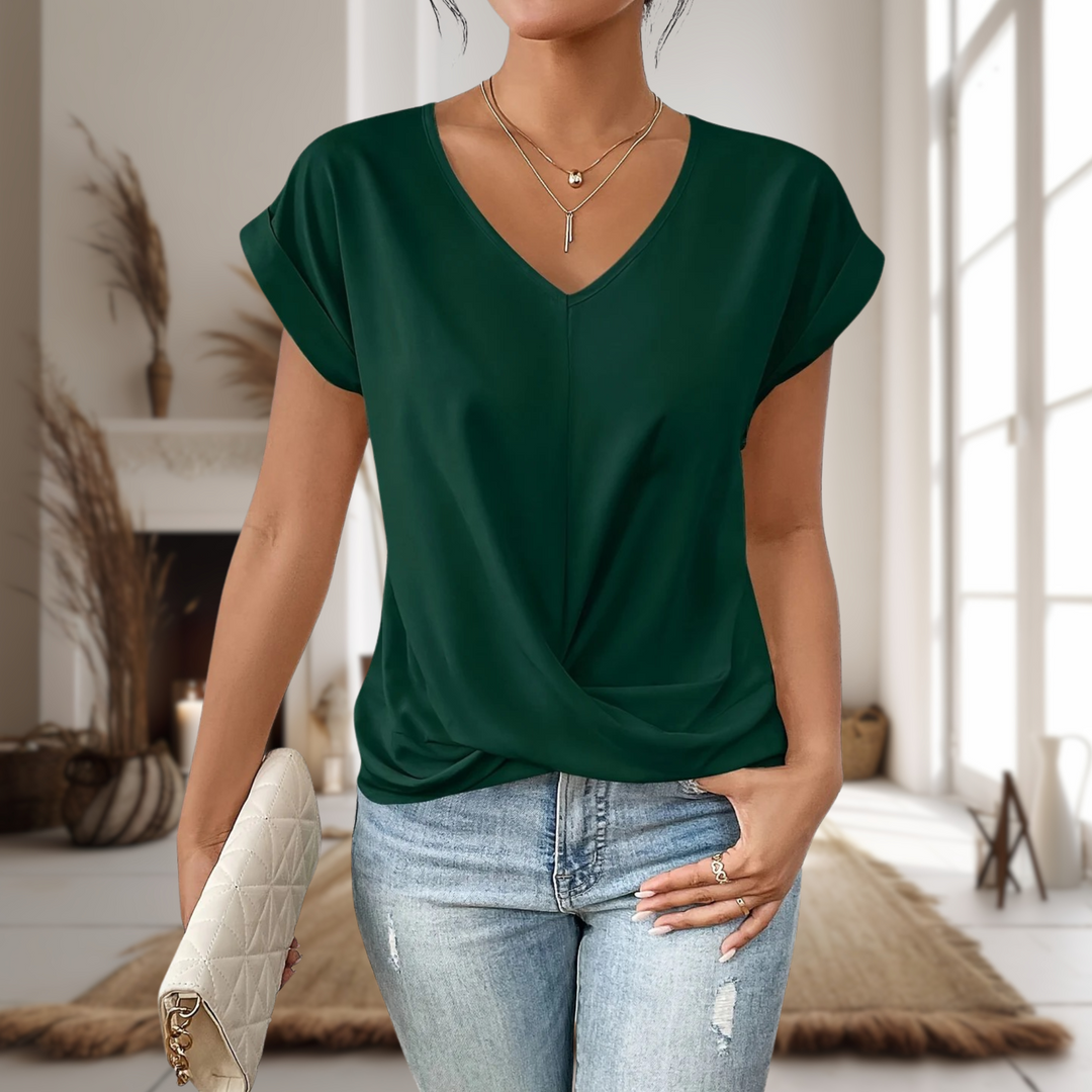 Women's Casual Loose V-Neck T-Shirt | Short Sleeves