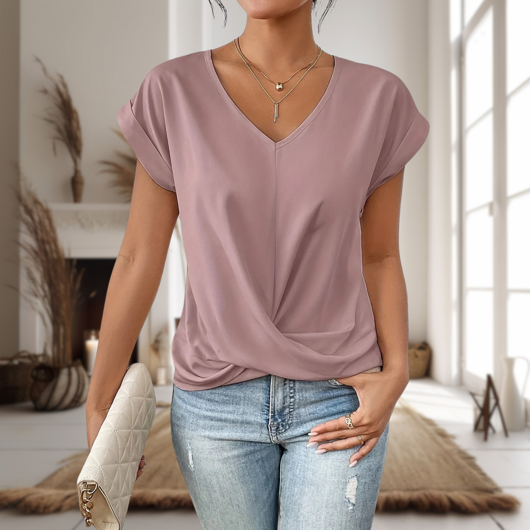 Women's Casual Loose V-Neck T-Shirt | Short Sleeves