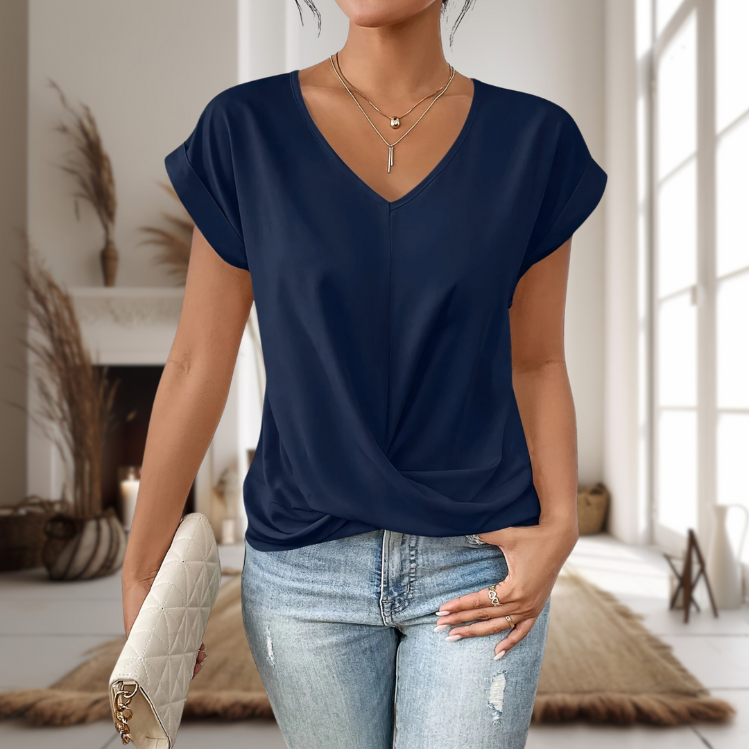 Women's Casual Loose V-Neck T-Shirt | Short Sleeves