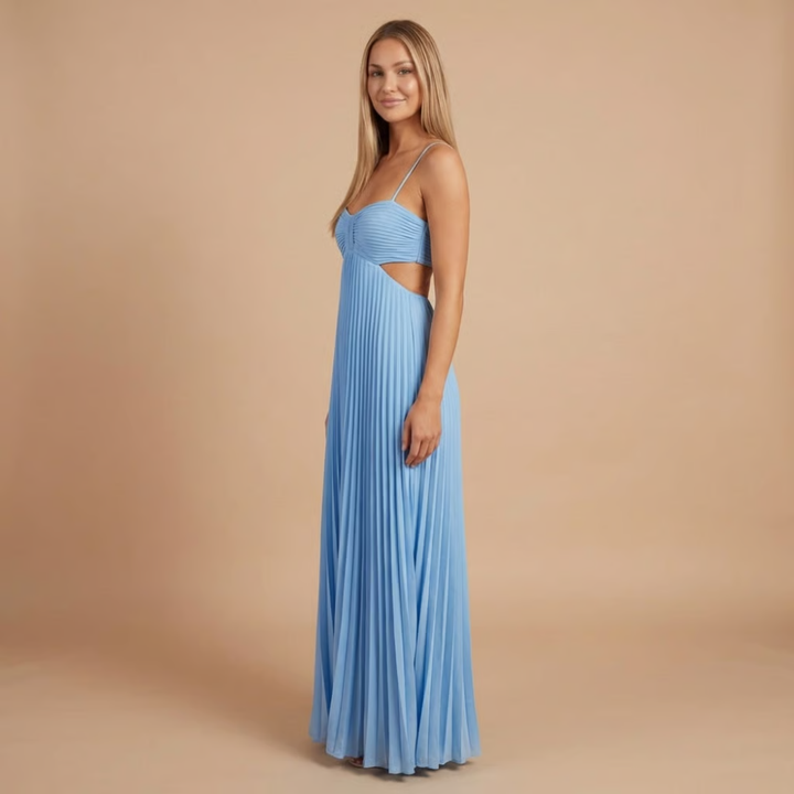 Women's Summer Wedding Guest Pleated Halter Dress | Maxi