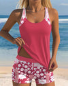 Women's Floral Summer Beach Tank Top and Shorts Swimsuit | Two Piece