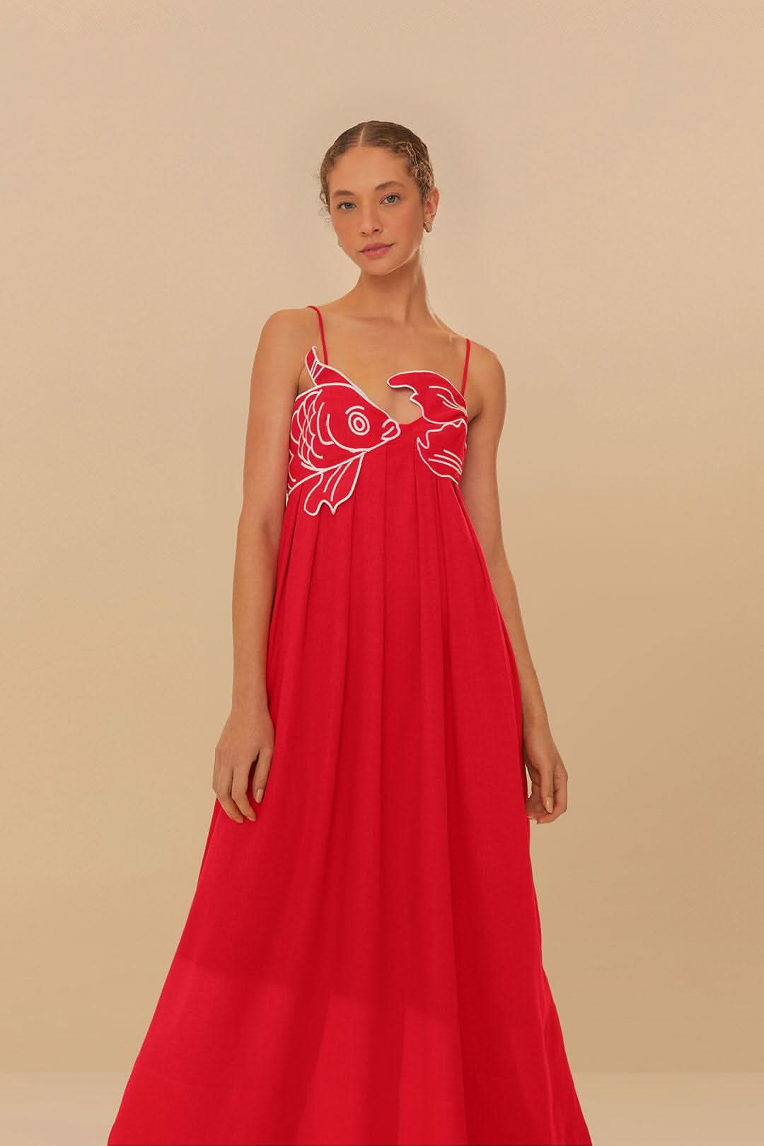 Women's Summer Fish Print Spaghetti Strap Dress | Maxi