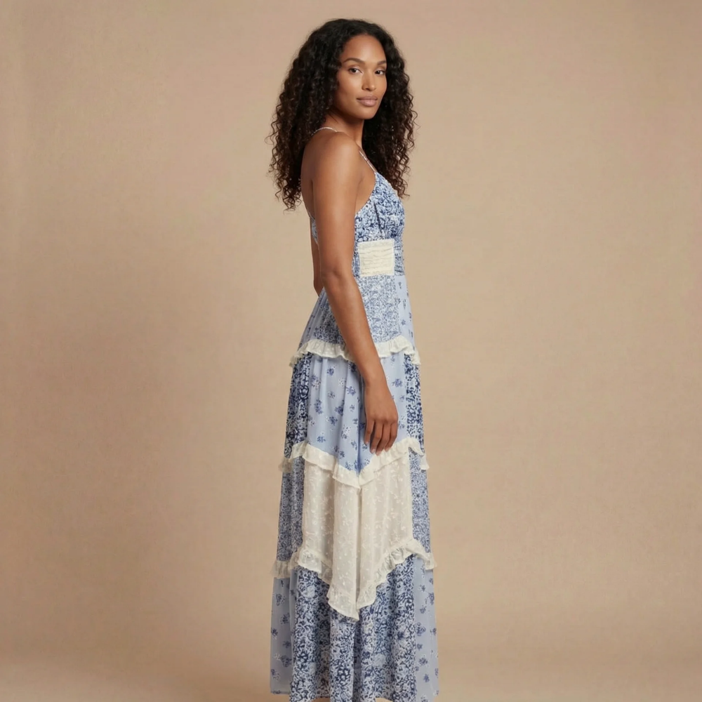 Women's Wedding Guest Floral V-Neck Dress | Maxi