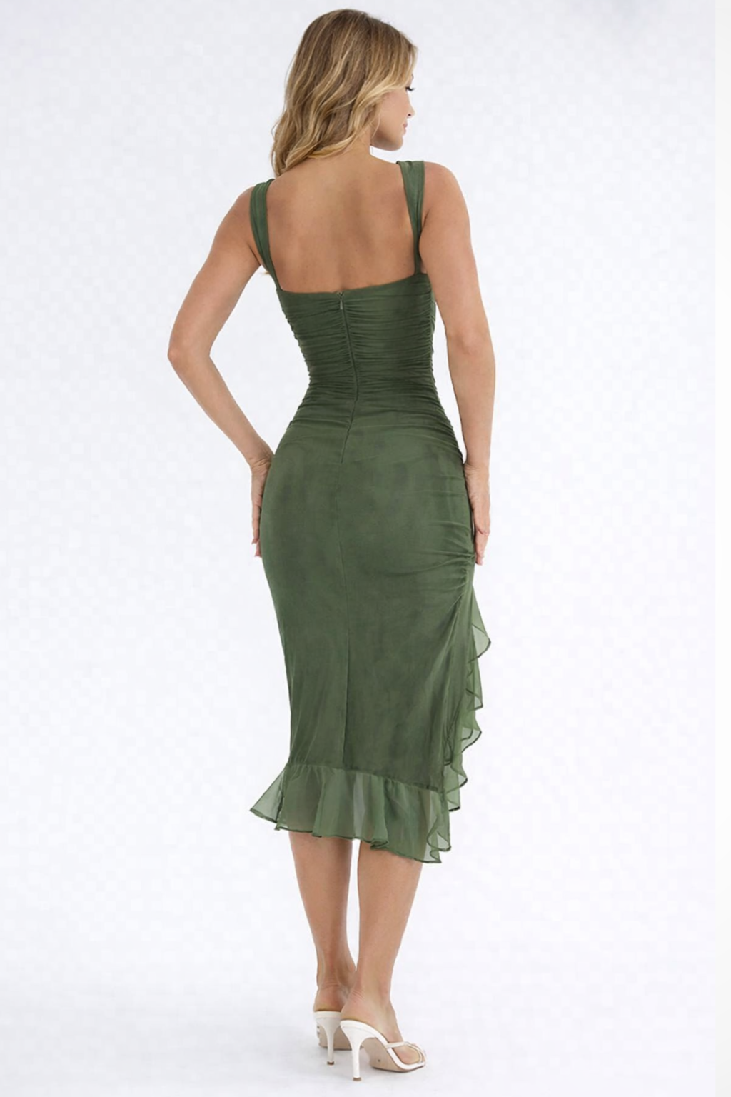 Women's Ruched Sleeveless Wedding Guest Dress | Midi
