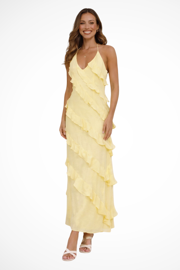 Women's Halter Neck Ruffle Summer Dress | Maxi