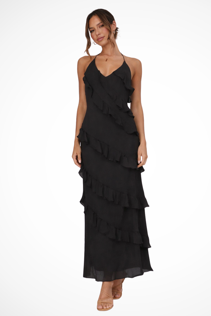 Women's Halter Neck Ruffle Summer Dress | Maxi