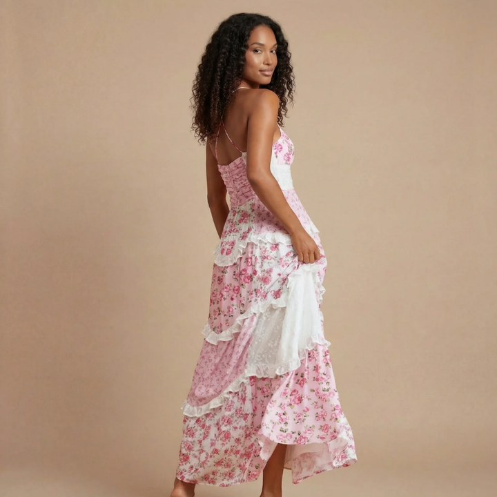 Women's Wedding Guest Floral V-Neck Dress | Maxi