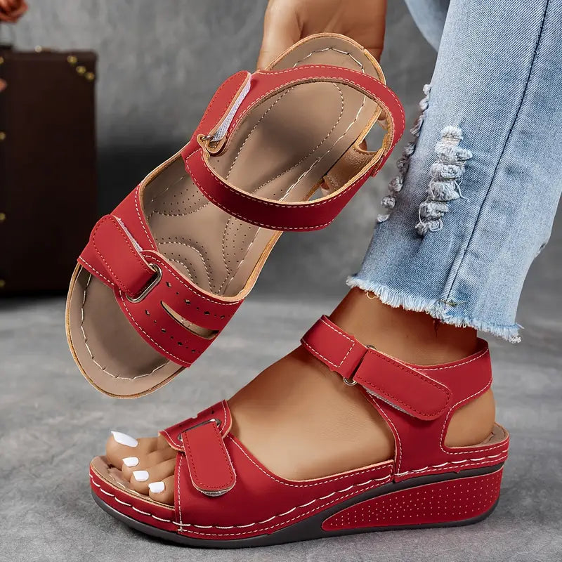 Women's Hook and Loop Wedge Heel Sandals | Orthopedic