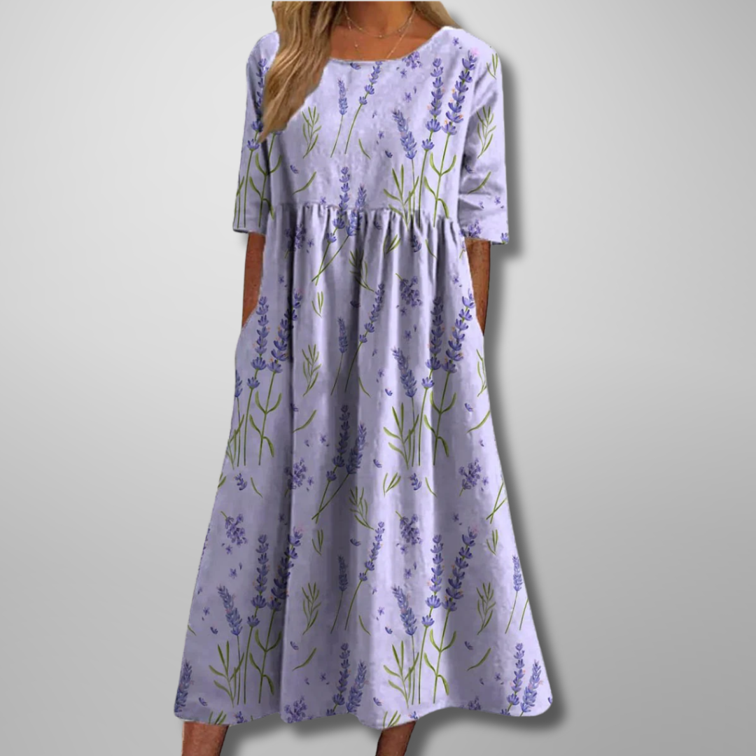 Women's Relaxed Fit Spring Floral Dress | Midi