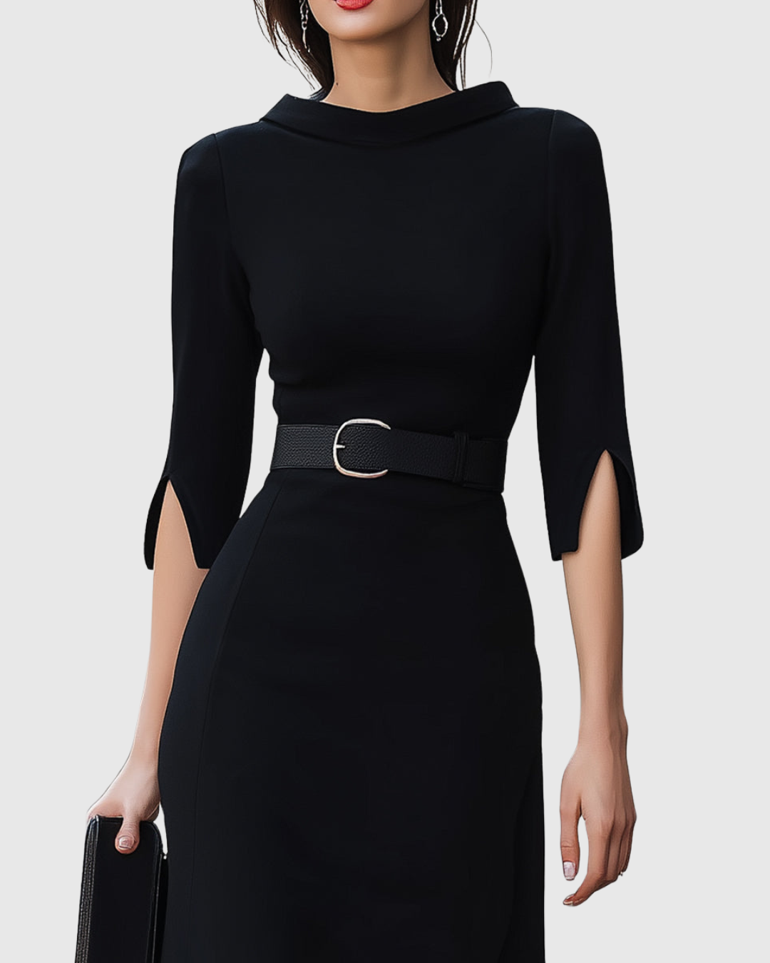 Women's Elegant Black Formal Dress | Midi