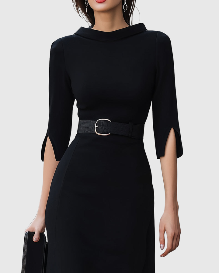 Women's Elegant Black Formal Dress | Midi