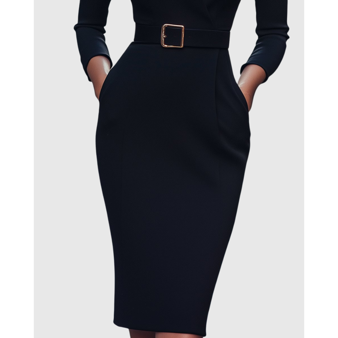 Women's V-Neck Work Dress | Midi