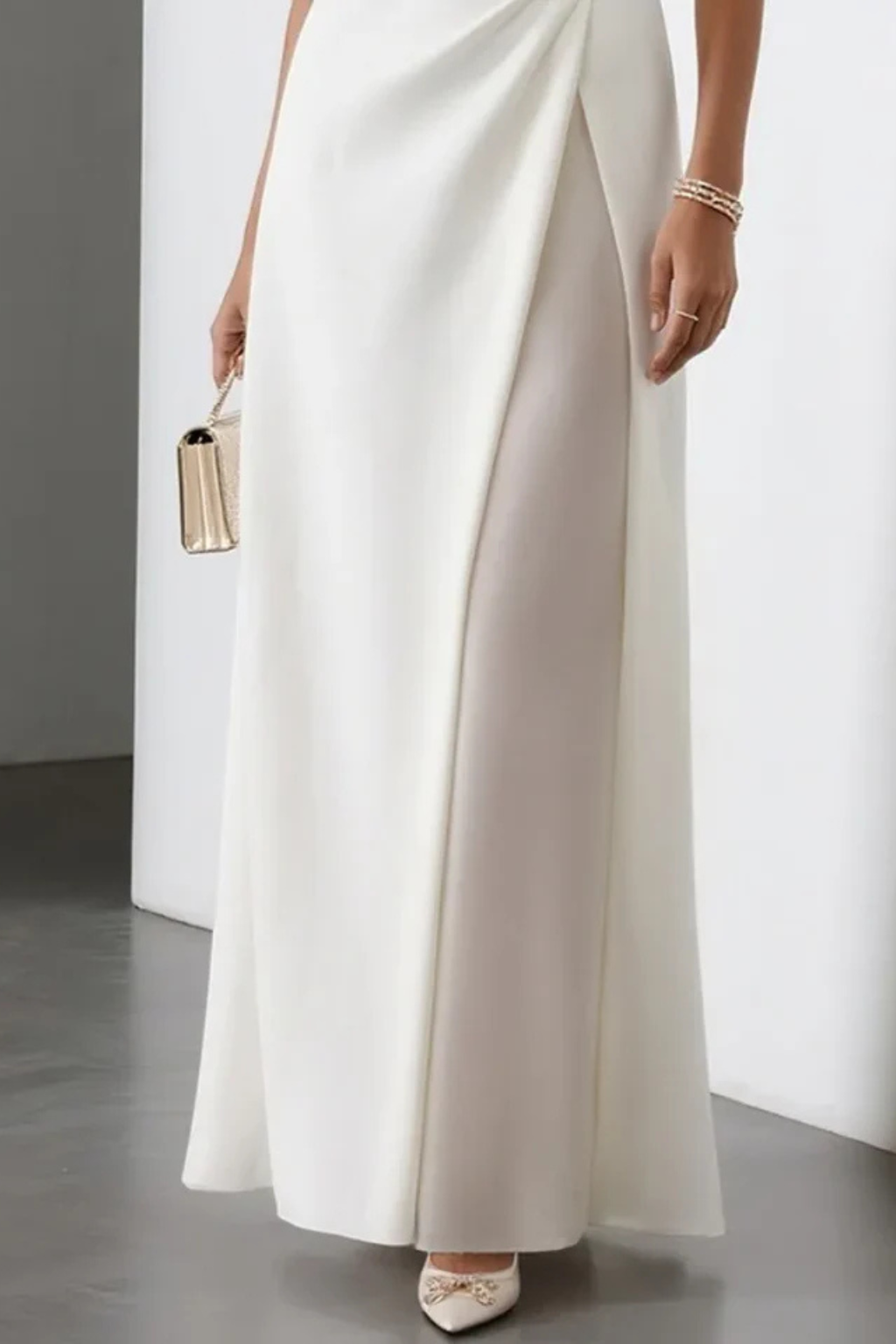 Women's Sleeveless Draped Waist Wedding Guest Dress | Maxi