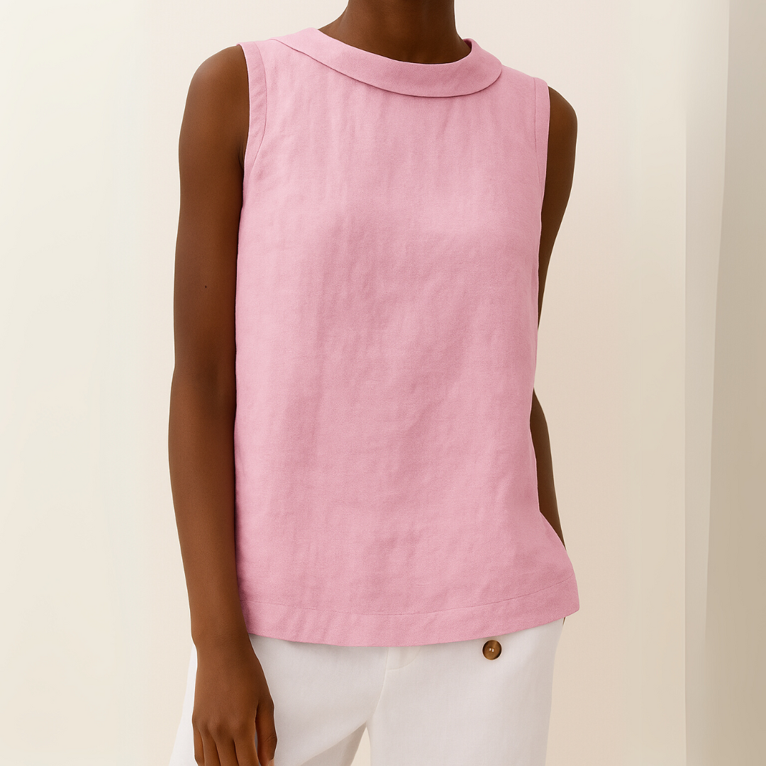 Women's Summer Casual Rolled Collar Top | Sleeveless