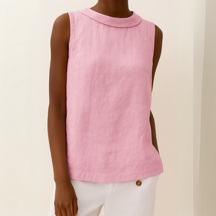 Women's Summer Casual Rolled Collar Top | Sleeveless