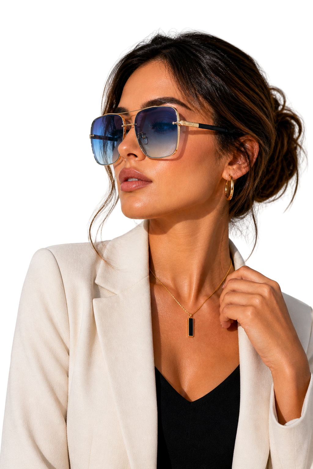 Women's Retro Aviator Sunglasses with Gold Frame and Gradient Lens | Polarized