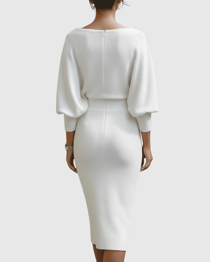 Women's Elegant Draped Batwing Formal Dress | Midi