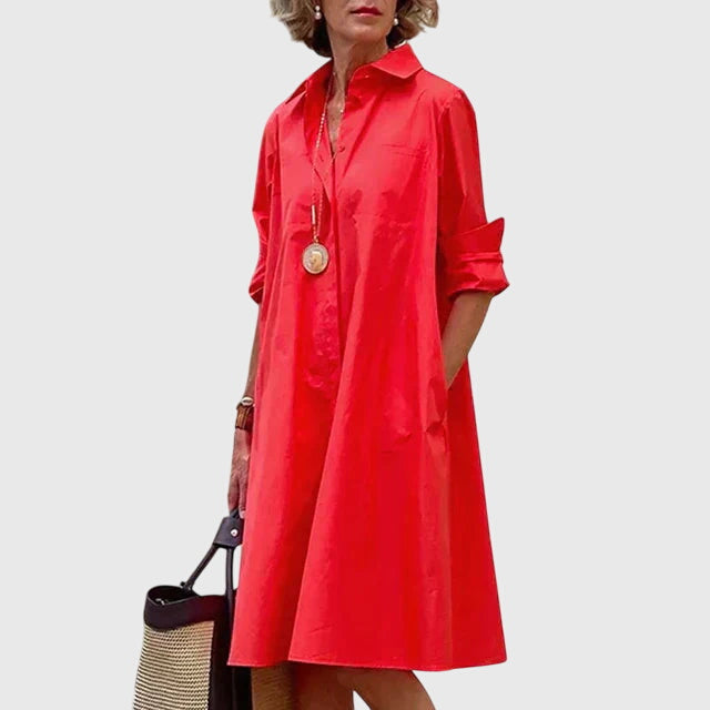 Women's Elegant Shirt Dress With Pockets | Mini