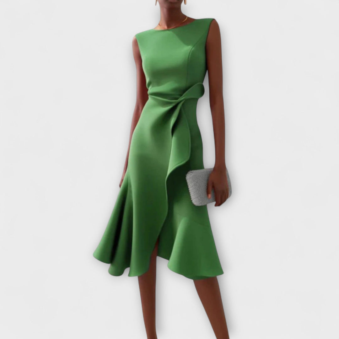 Women's Formal Draped Asymmetric Dress | Midi