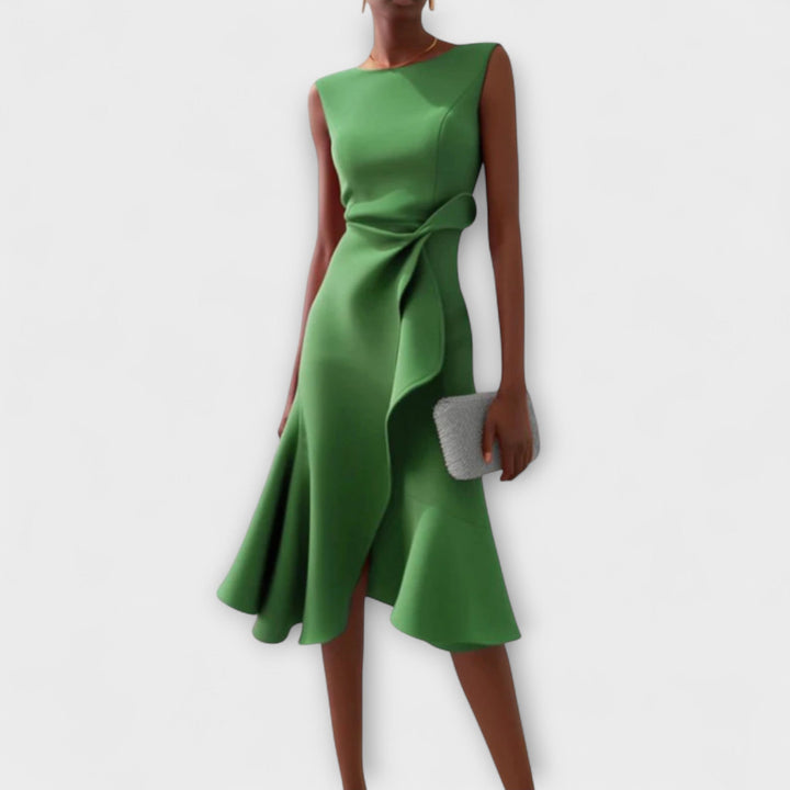 Women's Formal Draped Asymmetric Dress | Midi