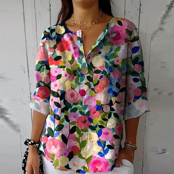 Women's Casual Spring Floral Print Blouse | Long Sleeves