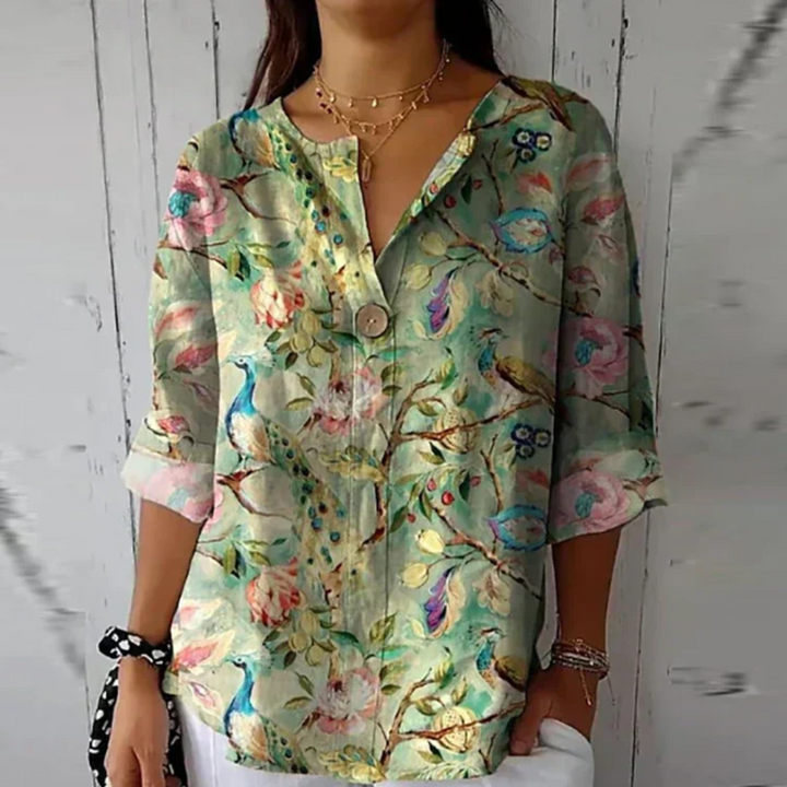 Women's Casual Spring Floral Print Blouse | Long Sleeves