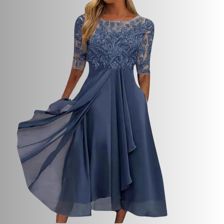 Women's Elegant Formal A-Line Layered Dress | Midi