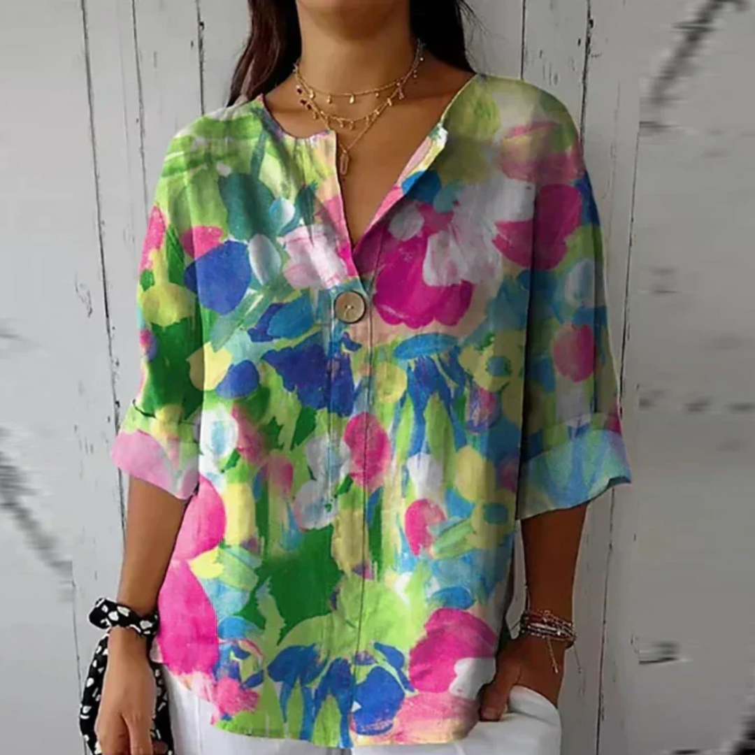 Women's Casual Spring Floral Print Blouse | Long Sleeves