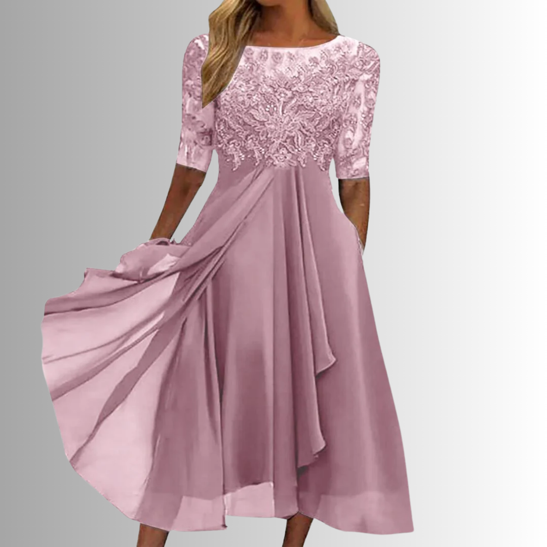 Women's Elegant Formal A-Line Layered Dress | Midi