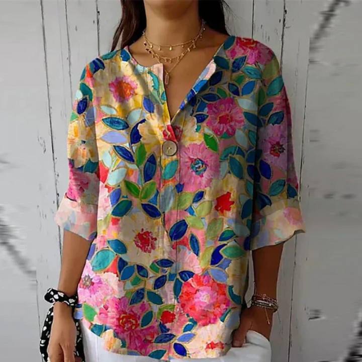 Women's Casual Spring Floral Print Blouse | Long Sleeves