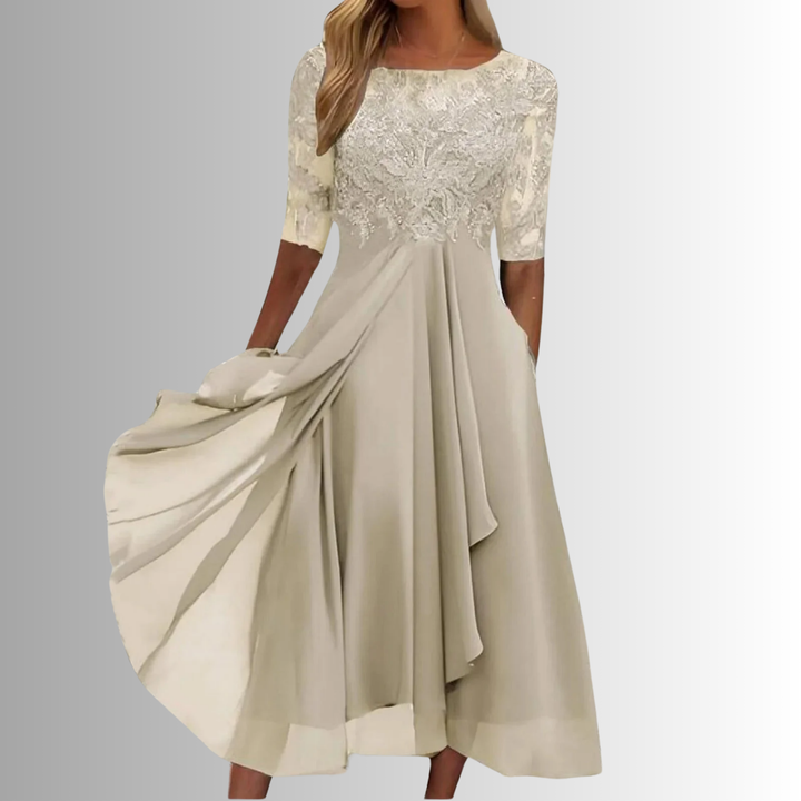 Women's Elegant Formal A-Line Layered Dress | Midi