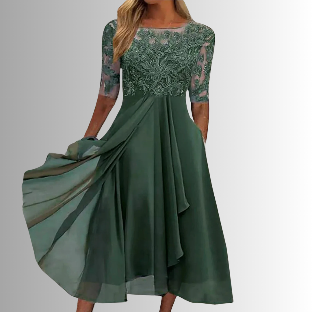 Women's Elegant Formal A-Line Layered Dress | Midi
