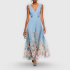 Women's Elegant Floral Wedding Guest A-Line Dress | Maxi