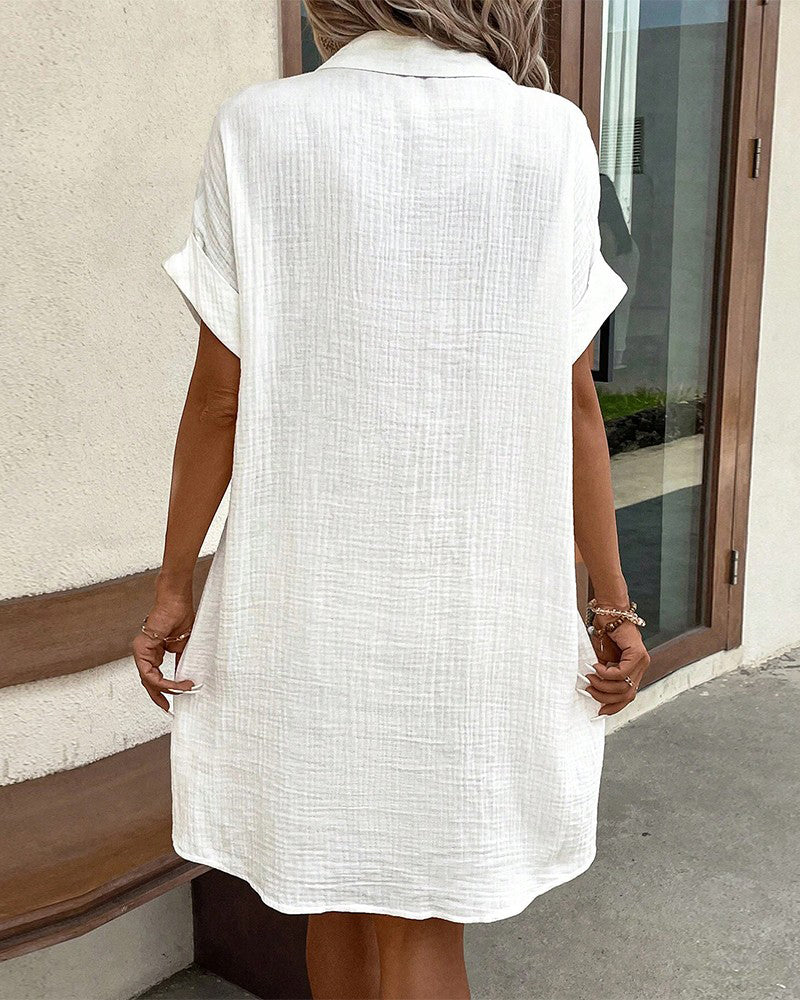 Women's Summer Loose Button-Up Shirt Dress | Mini