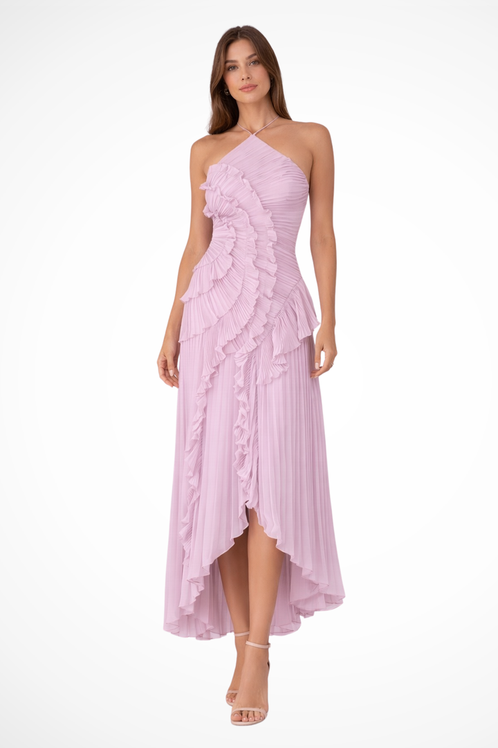 Women’s Sleeveless Halter Ruffled Summer Wedding Guest Dress | Maxi