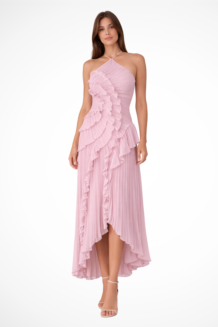Women’s Sleeveless Halter Ruffled Summer Wedding Guest Dress | Maxi