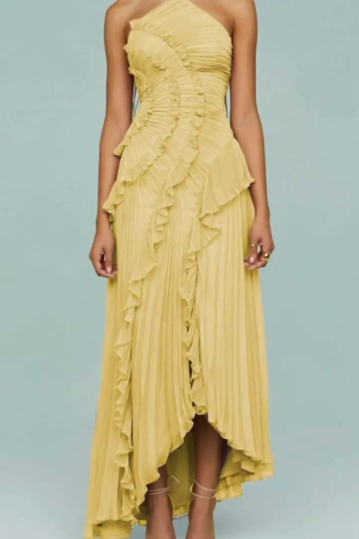 Women’s Sleeveless Halter Ruffled Summer Wedding Guest Dress | Maxi