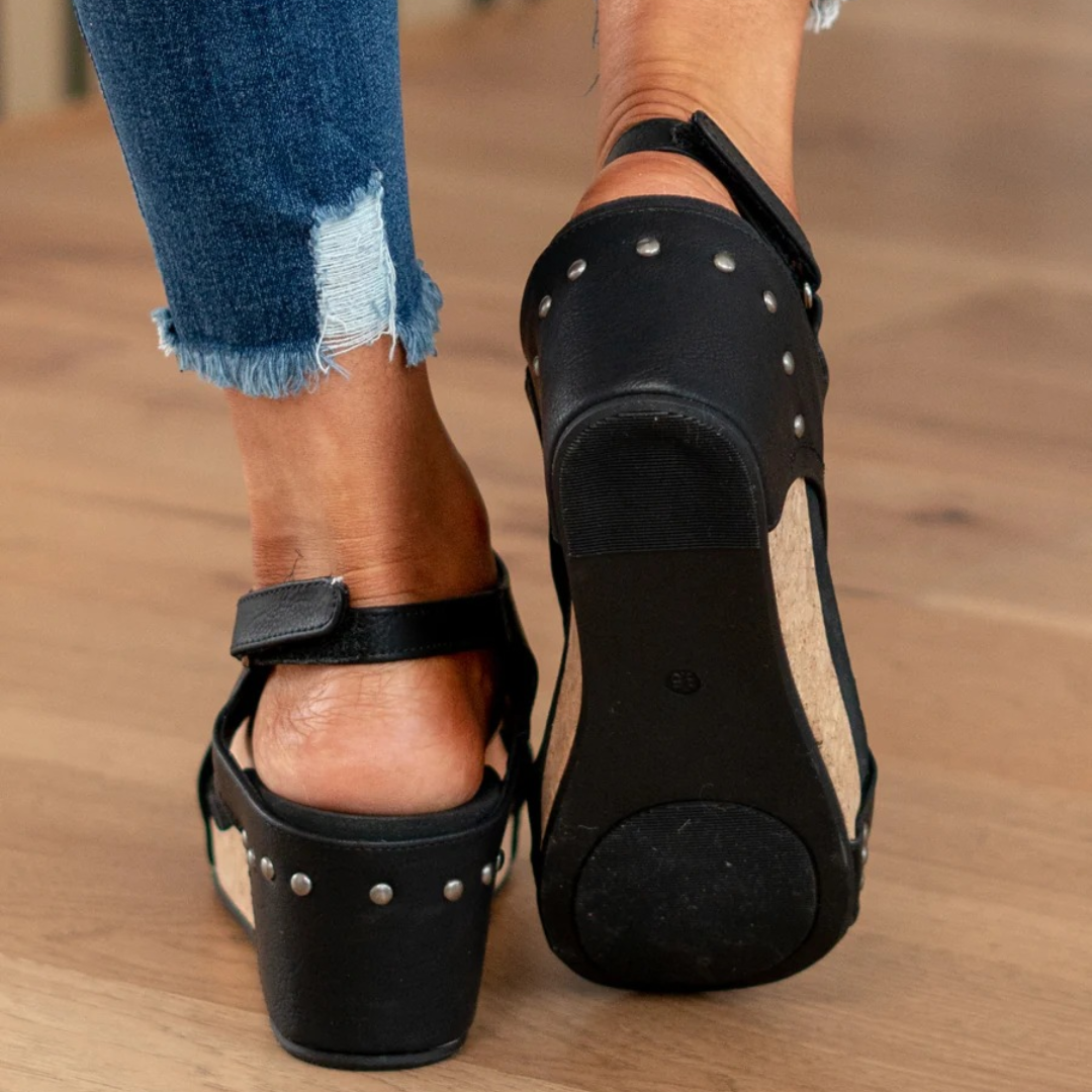 Women's Casual Ankle Strap Hook and Loop Wedge Sandals | Orthopedic