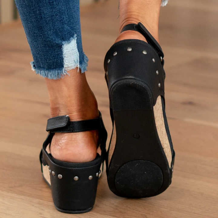 Women's Casual Ankle Strap Hook and Loop Wedge Sandals | Orthopedic