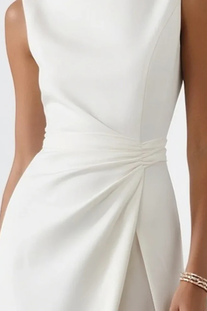 Women's Sleeveless Draped Waist Wedding Guest Dress | Maxi