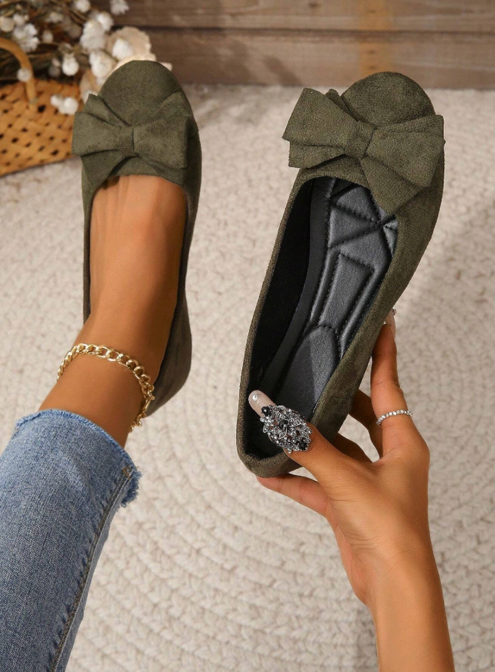 Women's Bow Tie Detail Round Toe Flat Shoes | Orthopedic