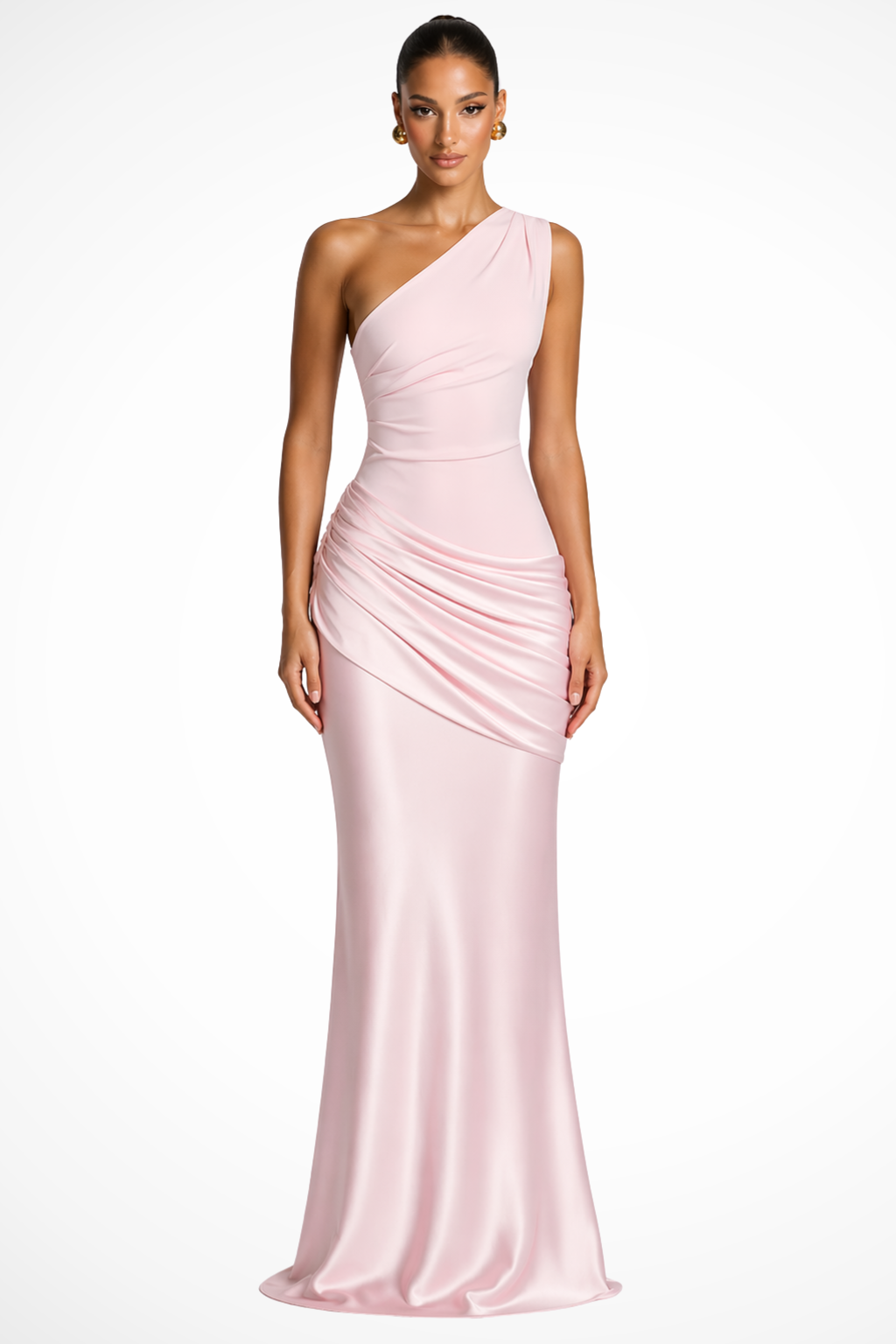 Women's Chique One Shoulder Ruched Wedding Guest Dress | Maxi