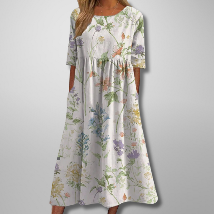 Women's Relaxed Fit Spring Floral Dress | Midi